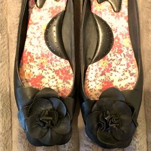 Born black leather flats